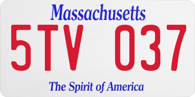 MA license plate 5TV037