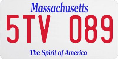 MA license plate 5TV089