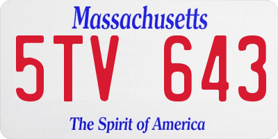 MA license plate 5TV643