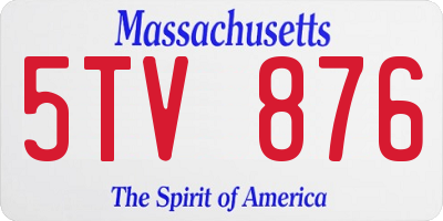 MA license plate 5TV876