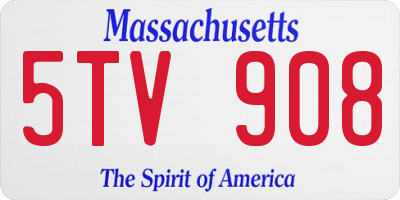MA license plate 5TV908