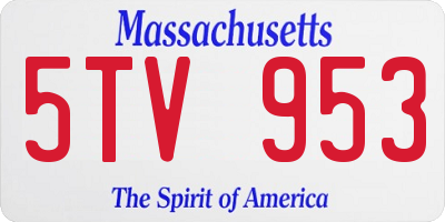 MA license plate 5TV953