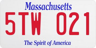 MA license plate 5TW021