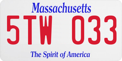 MA license plate 5TW033