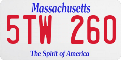 MA license plate 5TW260