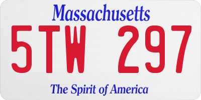 MA license plate 5TW297