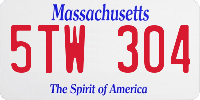 MA license plate 5TW304