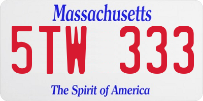 MA license plate 5TW333