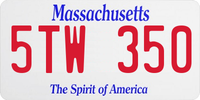 MA license plate 5TW350