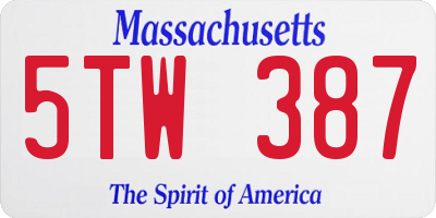 MA license plate 5TW387