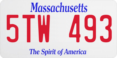 MA license plate 5TW493
