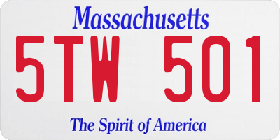 MA license plate 5TW501