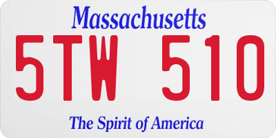 MA license plate 5TW510
