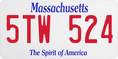 MA license plate 5TW524