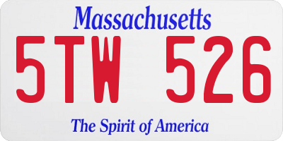 MA license plate 5TW526