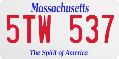 MA license plate 5TW537