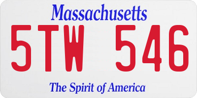 MA license plate 5TW546