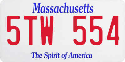 MA license plate 5TW554