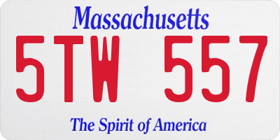 MA license plate 5TW557