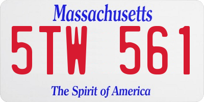 MA license plate 5TW561