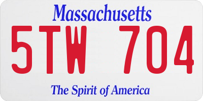 MA license plate 5TW704