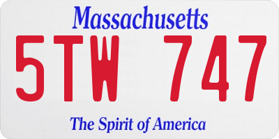 MA license plate 5TW747