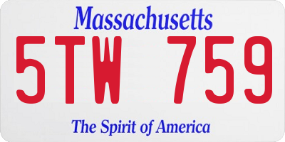 MA license plate 5TW759