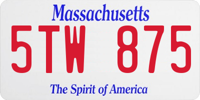 MA license plate 5TW875