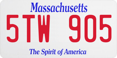 MA license plate 5TW905