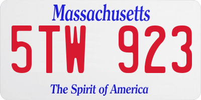 MA license plate 5TW923