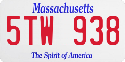 MA license plate 5TW938