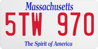 MA license plate 5TW970