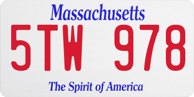 MA license plate 5TW978