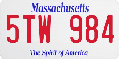 MA license plate 5TW984
