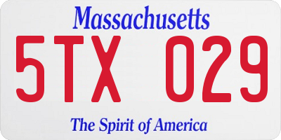 MA license plate 5TX029