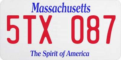 MA license plate 5TX087