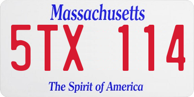 MA license plate 5TX114