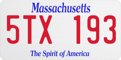 MA license plate 5TX193