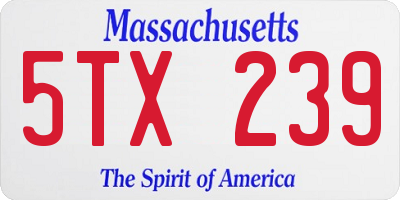 MA license plate 5TX239