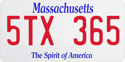 MA license plate 5TX365