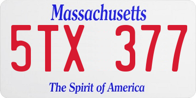 MA license plate 5TX377