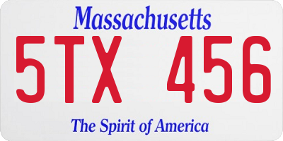 MA license plate 5TX456