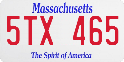 MA license plate 5TX465