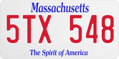 MA license plate 5TX548
