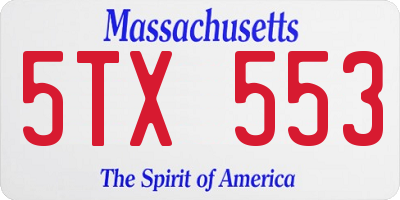 MA license plate 5TX553