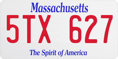 MA license plate 5TX627