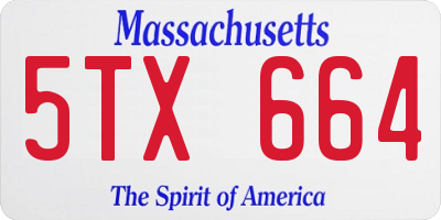 MA license plate 5TX664