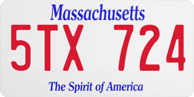 MA license plate 5TX724