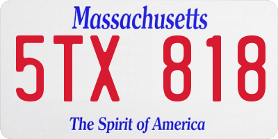 MA license plate 5TX818