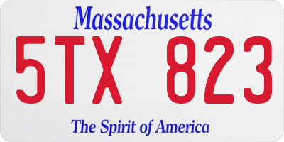 MA license plate 5TX823